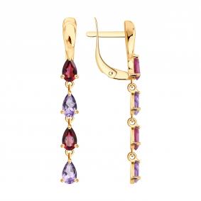 Золотые серьги SOKOLOV 729455 с аметистом и родолитом 729455 фото
