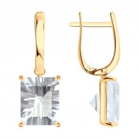 Золотые серьги SOKOLOV 729456 с горным хрусталём 729456 фото