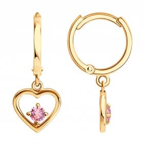 Золотые серьги SOKOLOV с ситаллом цвета Морганит 729465 729465 фото