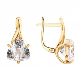 Золотые серьги SOKOLOV 729468 с горным хрусталём 729468 фото