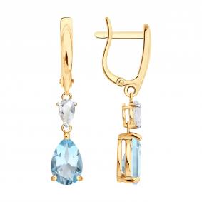 Золотые серьги SOKOLOV 729471 с топазом и горным хрусталём 729471 фото