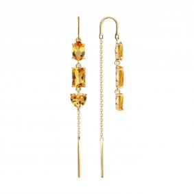 Золотые серьги SOKOLOV 729476 с цитрином 729476 фото