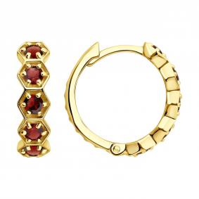 Серьги из лимонного золота SOKOLOV 729481-2 с гранатом 729481-2 фото