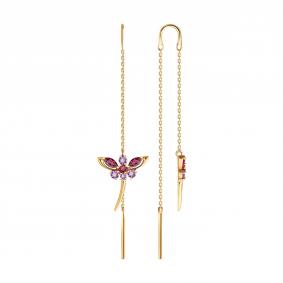 Золотые серьги SOKOLOV 729492 с аметистом и родолитом 729492 фото