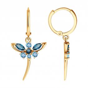 Золотые серьги SOKOLOV 729509 с топазом и Лондон топазом 729509 фото