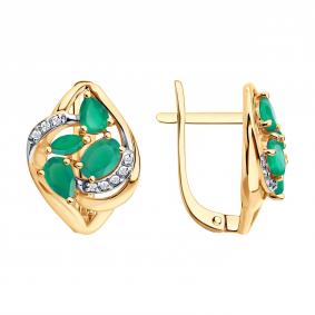 Золотые серьги SOKOLOV 729566 с фианитом и агатом 729566 фото