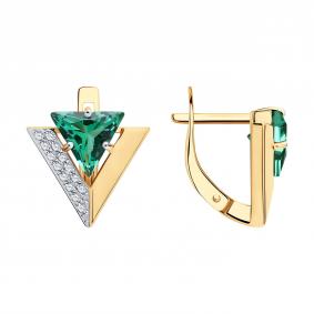 Золотые серьги SOKOLOV 729691 с фианитом и кварцем 729691 фото