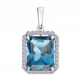 Золотая подвеска SOKOLOV 73-00126-3 с бриллиантом и Лондон топазом 73-00126-3 фото