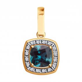 Золотая подвеска SOKOLOV 73-00158 с бриллиантом и александритом 73-00158 фото