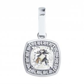 Подвеска из белого золота Diamant 73-00163-3 с бриллиантом и горным хрусталём 73-00163-3 фото