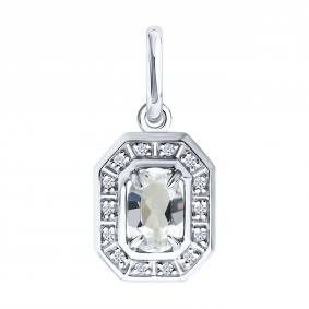 Подвеска из белого золота SOKOLOV 73-00164-3 с бриллиантом и горным хрусталём 73-00164-3 фото