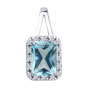 Подвеска из белого золота SOKOLOV 73-00165-3 с топазом и бриллиантом 73-00165-3 фото