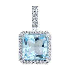 Подвеска из белого золота SOKOLOV 73-00169-3 с топазом и бриллиантом 73-00169-3 фото