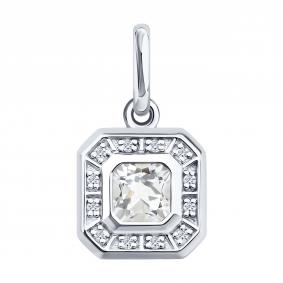 Подвеска из белого золота SOKOLOV 73-00170-3 с бриллиантом и горным хрусталём 73-00170-3 фото