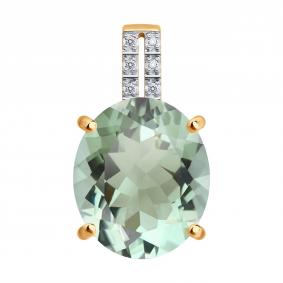 Золотая подвеска SOKOLOV 73-00178 с бриллиантом и празиолитом 73-00178 фото