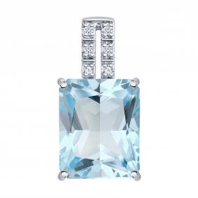 Подвеска из белого золота SOKOLOV 73-00179-3 с топазом и бриллиантом 73-00179-3 фото