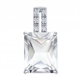 Подвеска из белого золота SOKOLOV 73-00180-3 с бриллиантом и горным хрусталём 73-00180-3 фото