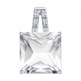 Золотая подвеска SOKOLOV 73-00184-3 с бриллиантом и горным хрусталём 73-00184-3 фото