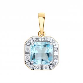 Золотая подвеска SOKOLOV 73-00186 с топазом и бриллиантом 73-00186 фото