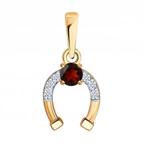 Золотая подвеска Символ года SOKOLOV с бриллиантом и гранатом 73-00201 73-00201 фото