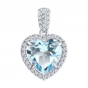 Подвеска из белого золота SOKOLOV 73-00212-3 с топазом и бриллиантом 73-00212-3 фото