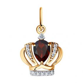 Золотая подвеска SOKOLOV 731332 с фианитом и гранатом 731332 фото