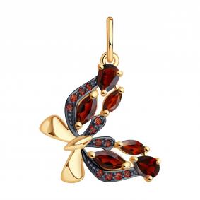 Золотая подвеска SOKOLOV 731563 с фианитом и гранатом 731563 фото