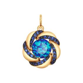 Золотая подвеска SOKOLOV 731583 с фианитом и опалом 731583 фото