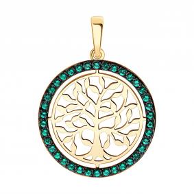 Золотая подвеска SOKOLOV 732866 с гидротермальным изумрудом 732866 фото