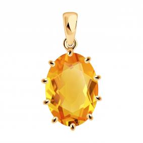 Золотая подвеска SOKOLOV 732907 с цитрином 732907 фото