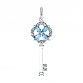Подвеска из белого золота SOKOLOV 732939-3 с топазом и фианитом 732939-3 фото