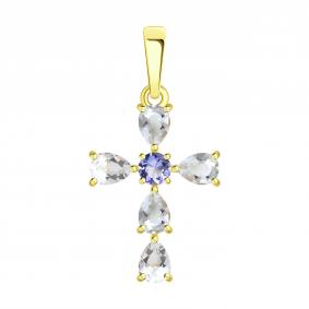 Подвеска из лимонного золота SOKOLOV 732964-2 с горным хрусталём и танзанитом 732964-2 фото