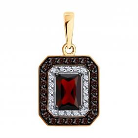 Золотая подвеска SOKOLOV 733013 с фианитом и гранатом 733013 фото