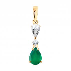 Золотая подвеска SOKOLOV 733048 с агатом и горным хрусталём 733048 фото