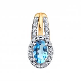 Золотая подвеска SOKOLOV 733050 с топазом и фианитом 733050 фото