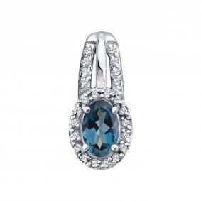 Подвеска из белого золота SOKOLOV 733052-3 с фианитом и Лондон топазом 733052-3 фото