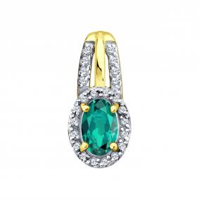 Золотая подвеска SOKOLOV 733054-2 с фианитом и гидротермальным изумрудом 733054-2 фото