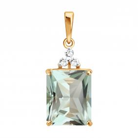 Золотая подвеска SOKOLOV 733084 с горным хрусталём и празиолитом 733084 фото