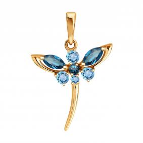 Золотая подвеска SOKOLOV 733091 с топазом и Лондон топазом 733091 фото