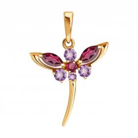 Золотая подвеска SOKOLOV 733092 с аметистом и родолитом 733092 фото