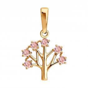 Золотая подвеска SOKOLOV с ситаллом цвета Морганит 733094 733094 фото