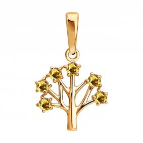 Золотая подвеска SOKOLOV 733095 с цитрином 733095 фото