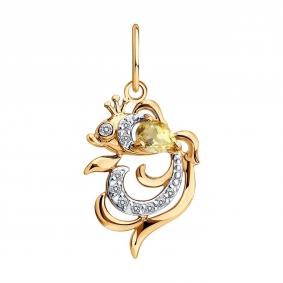 Золотая подвеска SOKOLOV 733105 с фианитом и цитрином 733105 фото