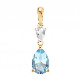 Золотая подвеска SOKOLOV 733106 с топазом и горным хрусталём 733106 фото