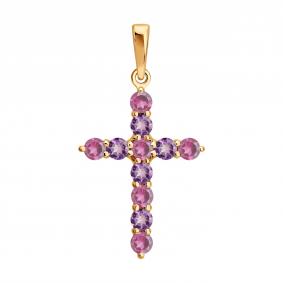 Золотая подвеска SOKOLOV 733125 с аметистом и родолитом 733125 фото