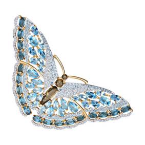 Золотая брошь SOKOLOV 740150 с топазом, фианитом, раухтопазом и Лондон топазом 740150 фото