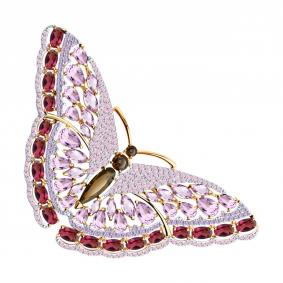 Золотая брошь SOKOLOV 740152 с фианитом, аметистом, родолитом и раухтопазом 740152 фото