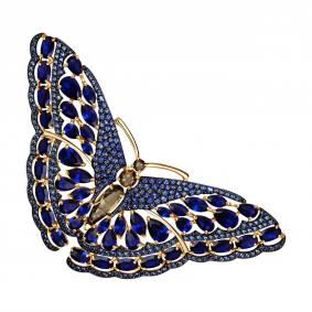 Золотая брошь SOKOLOV 740157 с фианитом, сапфировым корундом и раухтопазом 740157 фото