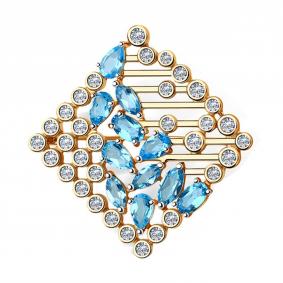 Золотая брошь SOKOLOV 740221 с топазом и фианитом 740221 фото