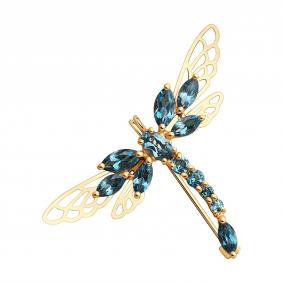 Золотая брошь SOKOLOV 740227 с Лондон топазом 740227 фото